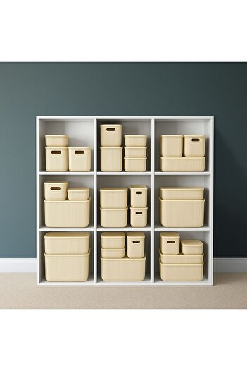 Bayev 4 Pieces Colores Cream Closet Organizer Box with Lid Office Socks Clothing Organizer Set