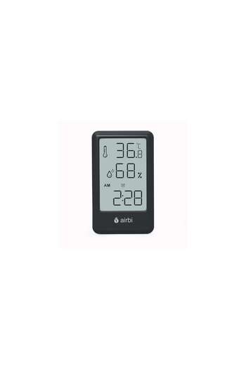 AirBi Digital Room Thermometer and Hygrometer, Alarm Clock, Memory, Expandable Stand, Black, FRAME B