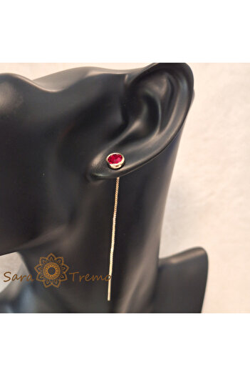 saratremo Queen of Hearts Earrings – Red Crystal 6 cm 18K Gold Plated Brazil