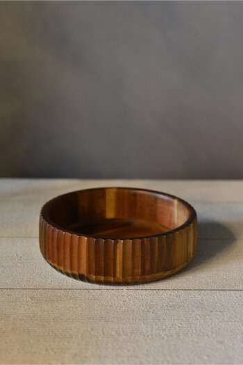 ELZEY HOME Natural Acacia Curved Bowl & Bread Box 19 cm