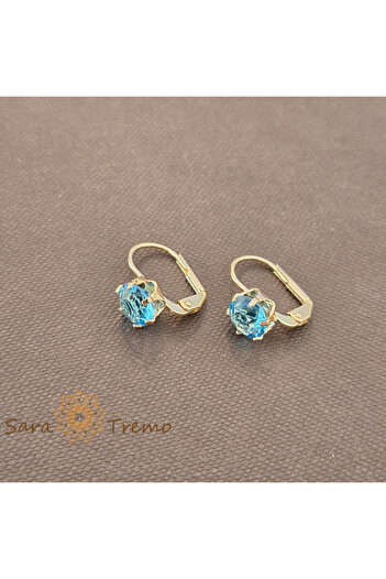 saratremo Queen of the Waves Earrings – Blue Crystals 18K Gold Plated Brazil