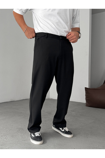 BYBASICMAN Black Half Elastic Waist Trousers Yp-5036