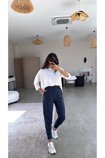 Buket Teke Navy Blue Scuba Comfortable Pants