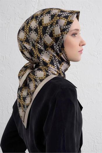 Armine Tivil Pure Silk Scarf 9410 - 81 Μαύρο Μικτό Σχέδιο