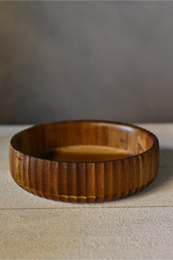 ELZEY HOME Natural Acacia Curved Bowl & Bread Box 19 cm