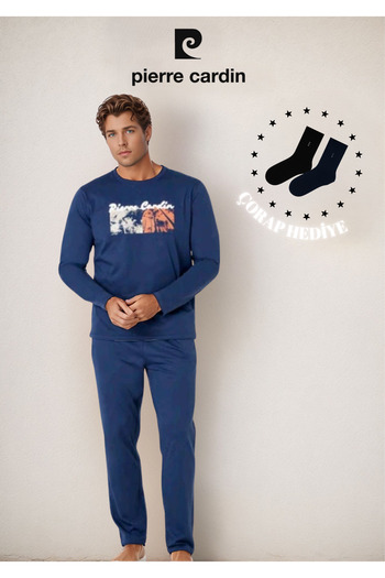 Pierre Cardin 100% Cotton Long Sleeve Licensed & Printed Pajama Set (2 Gift Socks) L1.Pc.6096.001