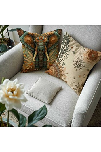 QueenHome Fil Mandala & Bohemian Ethnic 2-Piece Throw Pillow Cover – Decorative Pillowcase Set of 2