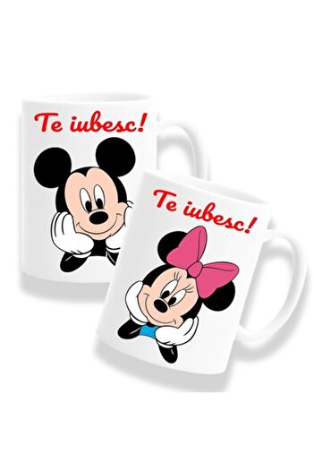 OEM Set 2 Personalized Mugs for Couples with Message: I Love You, Cartoon Model, Betaprint, 330ml, White