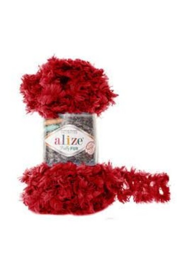 Alize puffy fur 6118 kirmizi orgu ipi