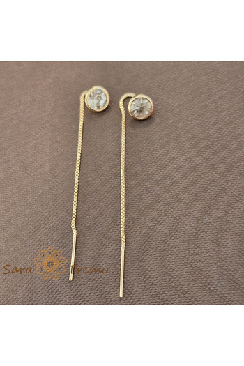 saratremo Regina Zorilor Earrings – White Crystal 6 cm, 18K Gold Plated, Brazil