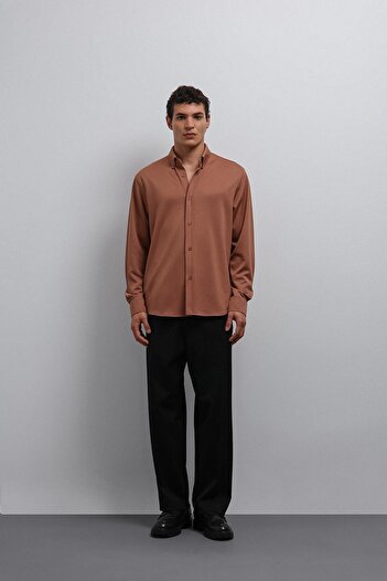 Antioch Light Brown Buttoned Collar Relax Fit Men's Shirt