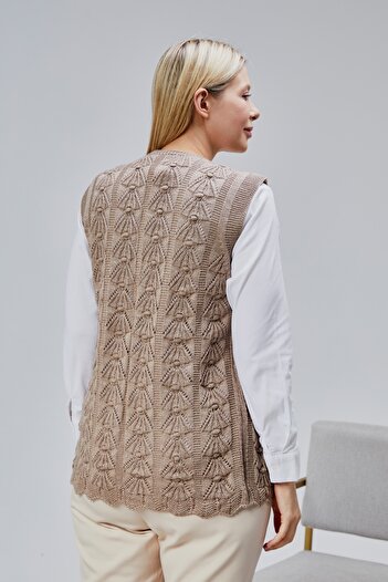 Jinx Wear Fashion Women's Soft Houndstooth Pattern Thick Winter Special Knitted Pocketed Sweater Mother's Vest