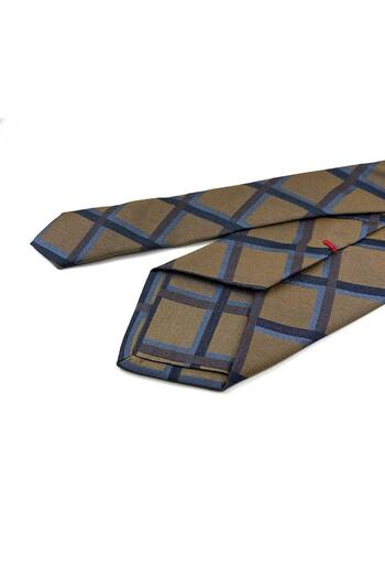 Kravatkolik Stapleford Style Saffron Square Pattern Italian Silk Tie Ik1994