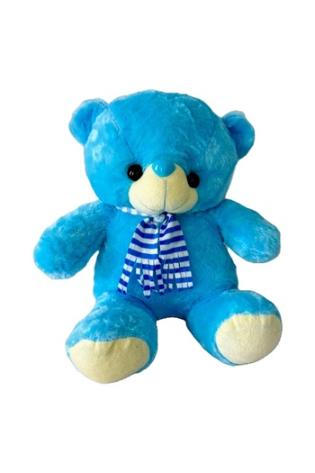 velve Ursulet de plus Rony, cu fular, Inaltime 36 cm, Albastru