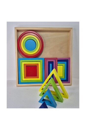 OEM Montessori Wooden Construction Game, Rainbow Type, 6 in 1