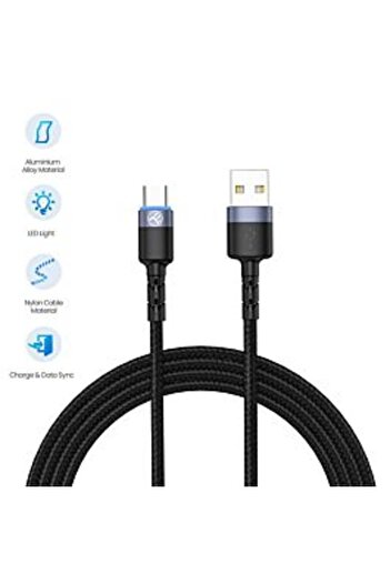 TELLUR Cablu tip C TLL155314, Type-C, USB-A, LED, 2 metri, Negru