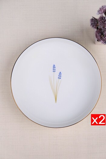 tabakevi Tabak Evi Porcelain Natura Lavender Gold Gilded Deep Plate 18.50cm 2 Pcs