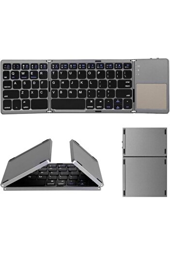 AURTEC Tastatura Bluetooth pliabila AURTEC, cu touchpad, portabila, reincarcabila, pentru computer, tableta