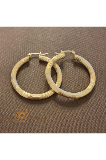 saratremo Aurora Round Earrings 3.5 cm, Plated with 18K Gold, Brazil
