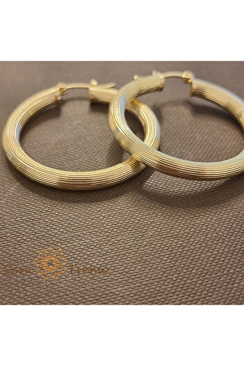 saratremo Aurora Round Earrings 3.5 cm, Plated with 18K Gold, Brazil