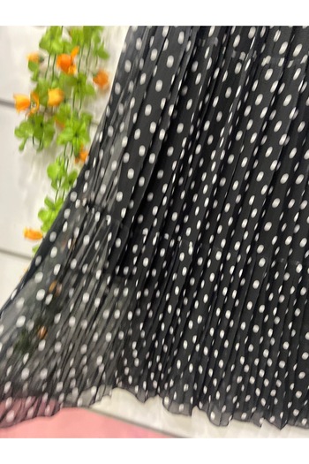 edu collection Polka Dot Chiffon Skirt Lined Black