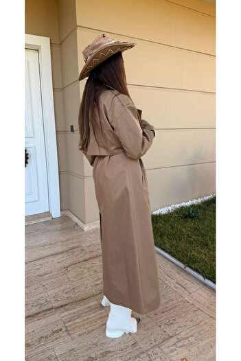 EGZOTİK ASORTİK Oversized Belted Trench Coat with Pocket Detail