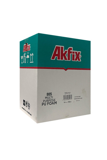 Akfix Polyurethane Foam For Assembly, 12 Pieces, 805, 750ml, Manual Application With Straw, Multi Purpose