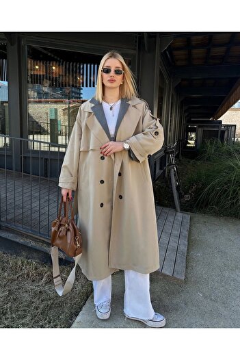 suphias Oversize 100% Cotton Women's Trench Coat New Season Seasonal Comfortable Stylish Outerwear
