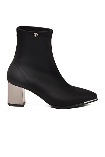 Pierre Cardin Black Stretch Ankle Boots Lightweight Pointed Toe Heeled Women's Boots Pc-54967 Z