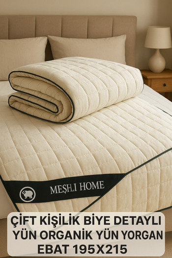 MEŞELİ TEKSTİL Double Wool Quilt Washable with Piping Detail |   Special Design |   Anti-Sweat, Absorbs Moisture |   Long-Lasting