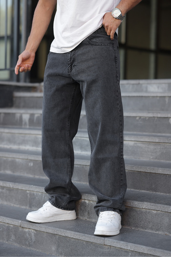 comstar Men's Loose Fit Basic High Waist Smoked Baggy Pants