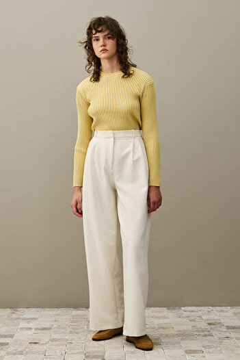 Fahhar Draped palazzo trousers ecru