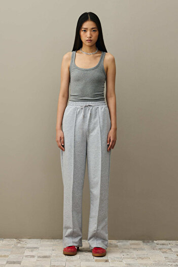 Fahhar Wide Leg Sweatpants Gray Melange