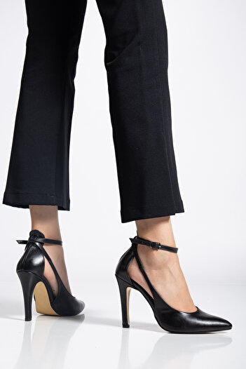 LİLLA Women's High Heels Genuine Leather Black Stiletto