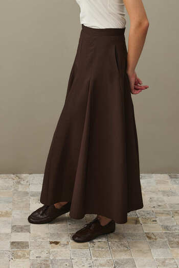 Fahhar Gode Detailed Skirt Bitter Brown