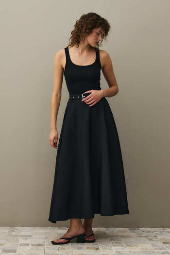 Fahhar Belted Skirt Black