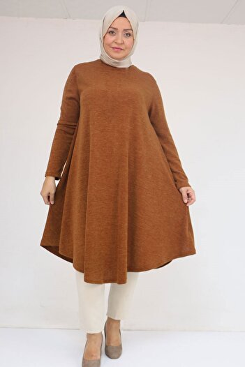 Eslina 58147 Plus Size Mevlana Cut Mir Tunic - Tan
