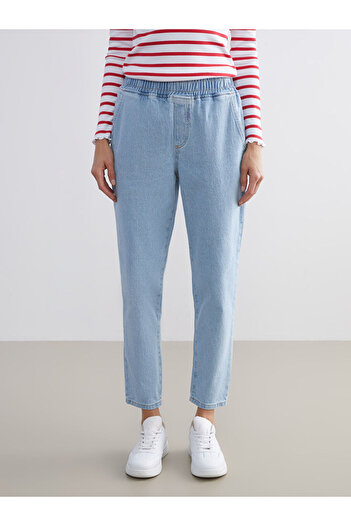 LC Waikiki Mom Fit Women's Jean Trousers with Elastic Waist