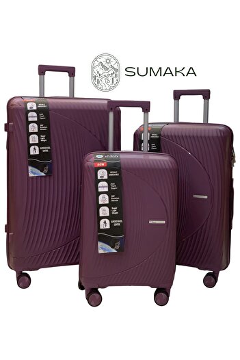 SUMAKA Luggage Travel Suitcase Trolley Bag - Set of 3 pcs - With Spinner Wheels (Silicone)