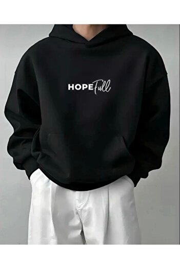 FUFLUNS Printed Oversize Unisex Men's Hooded Sweatshirt