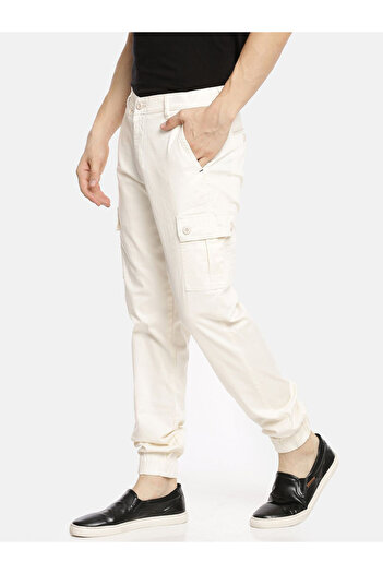 The Indian Garage Co By Styli Men White Mid Rise Slim Fit Cargo Pants