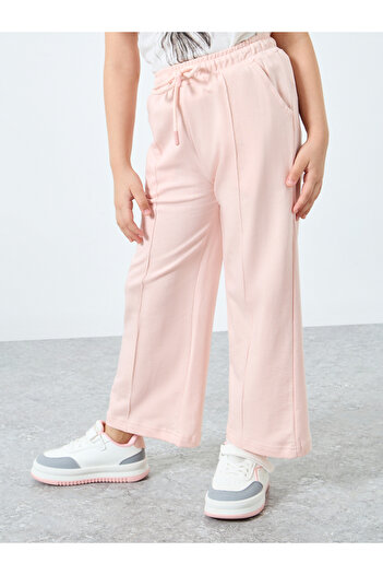 Styli Girls Pink Wide Leg Joggers with Pintuck Detail