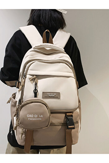 Take Two By Styli Color Block Zip Closure Backpack with Pouch Set