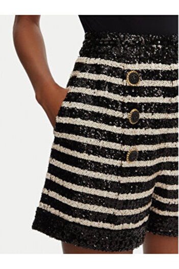 BALMAIN Γυναικείο Σορτς από Υφασμάτινο DF1PA265XJ31 Λευκό, Μαύρο