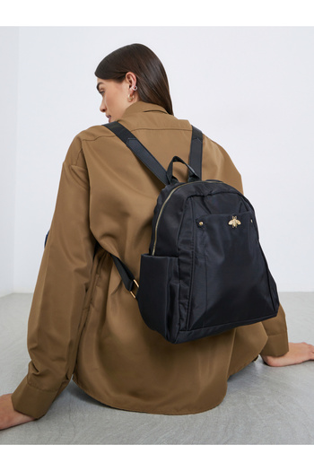 Styli Black Metal Patch Detail Backpack