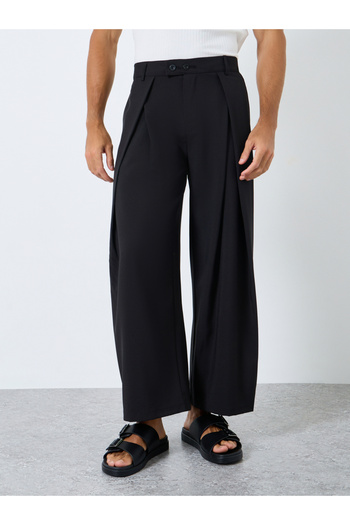 Styli Men Wide Leg Double Pleated Pants
