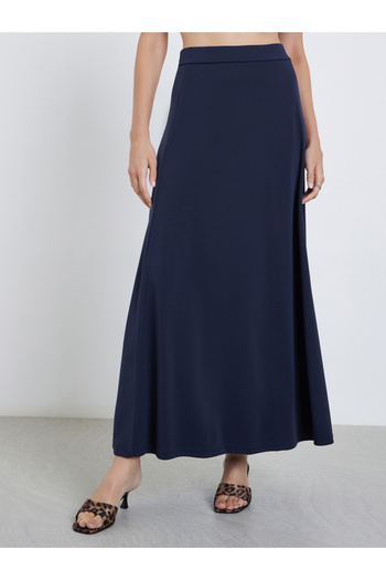 Styli Solid Knit A-Line Maxi Skirt
