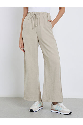 Styli Suede Wide Leg Joggers with Drawstring