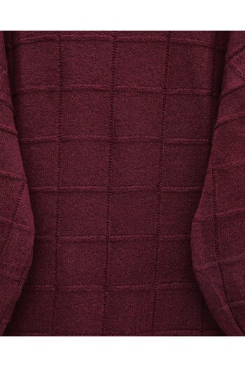 Modamorfo Square Patterned Slit Soft Knit Tunic - Burgundy