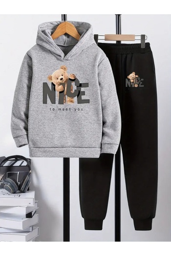 NIMBLECO Printed Hooded Sweatshirt and Trackpants Set